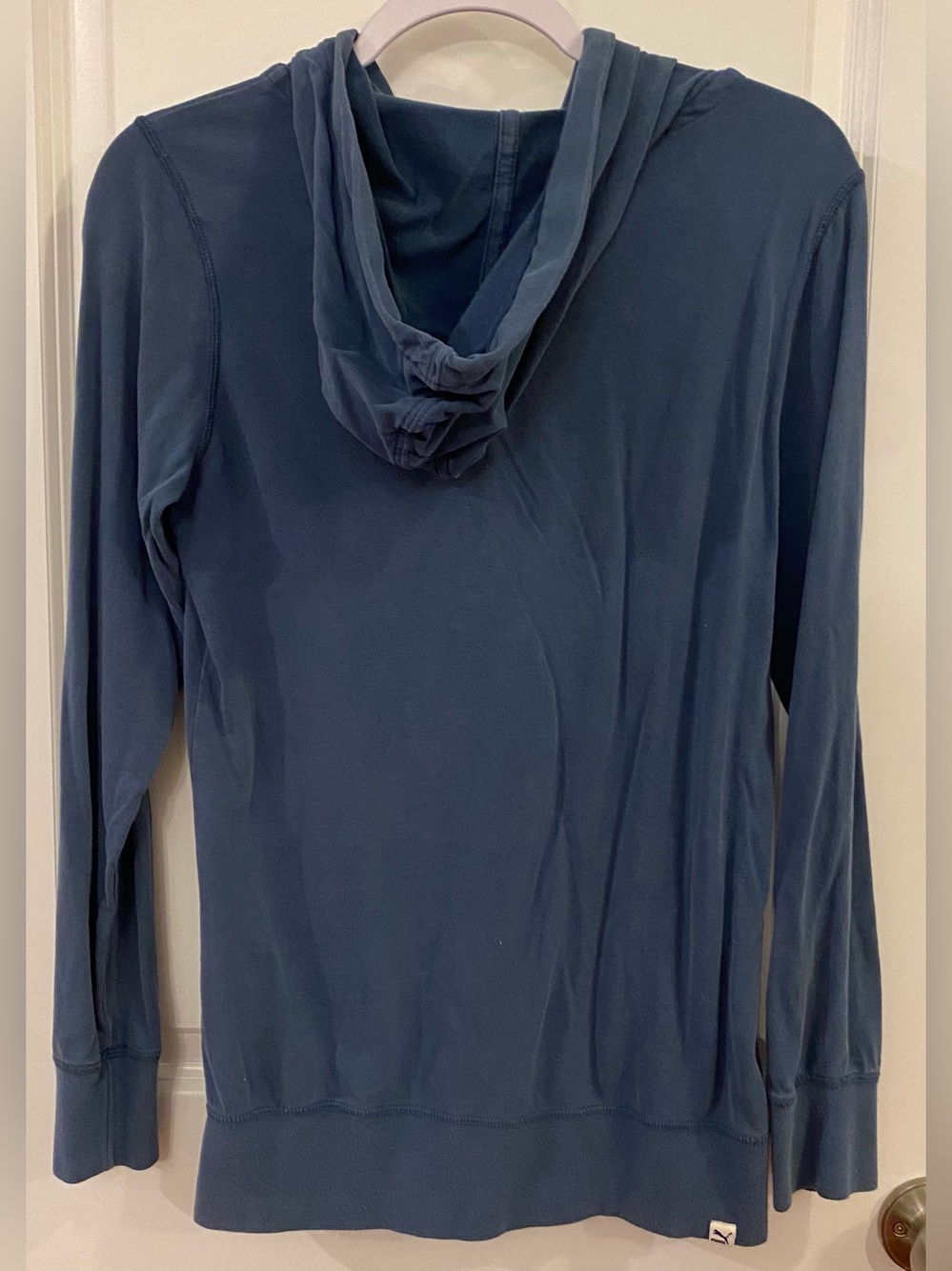 Puma 1/2 Button Up Hoodie Sz S Blue Kangaroo Pocket Drawstring - Picture 3 of 9